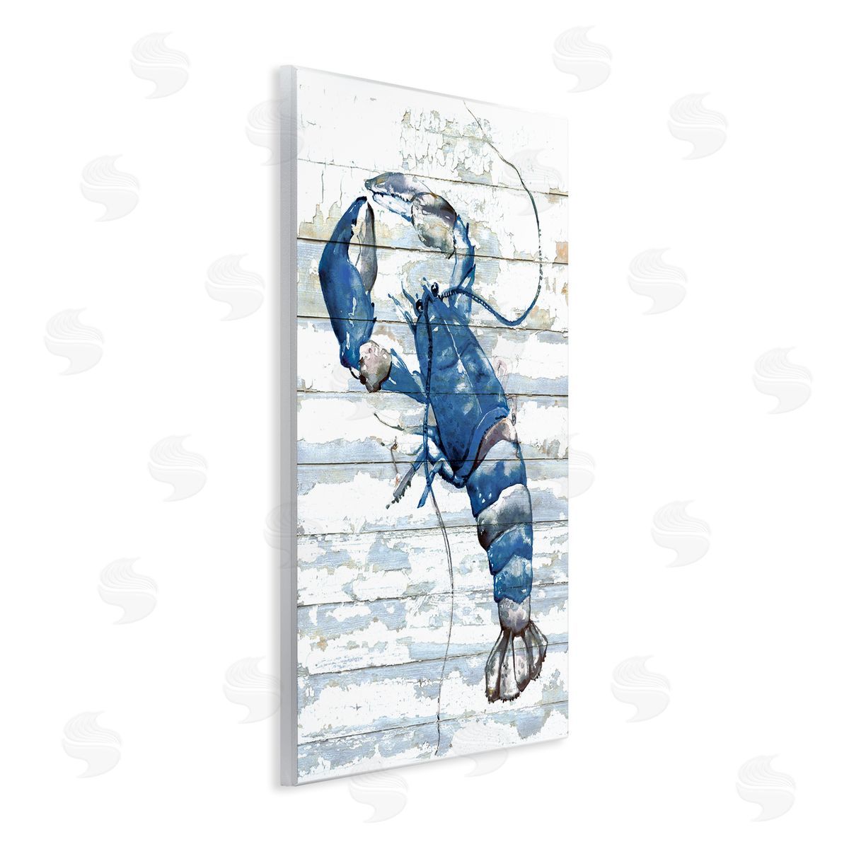 Blue Lobster on Distressed Wood Plaque Wall Art, Home Decor by Jessie Perry