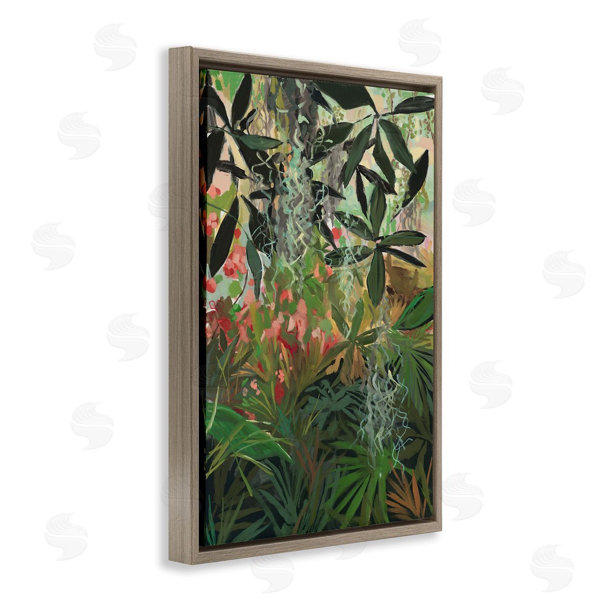 Dense Rain Forest Plants Brown Floating Frame Canvas Wall Art, Home Decor by Jenny Westenhofer