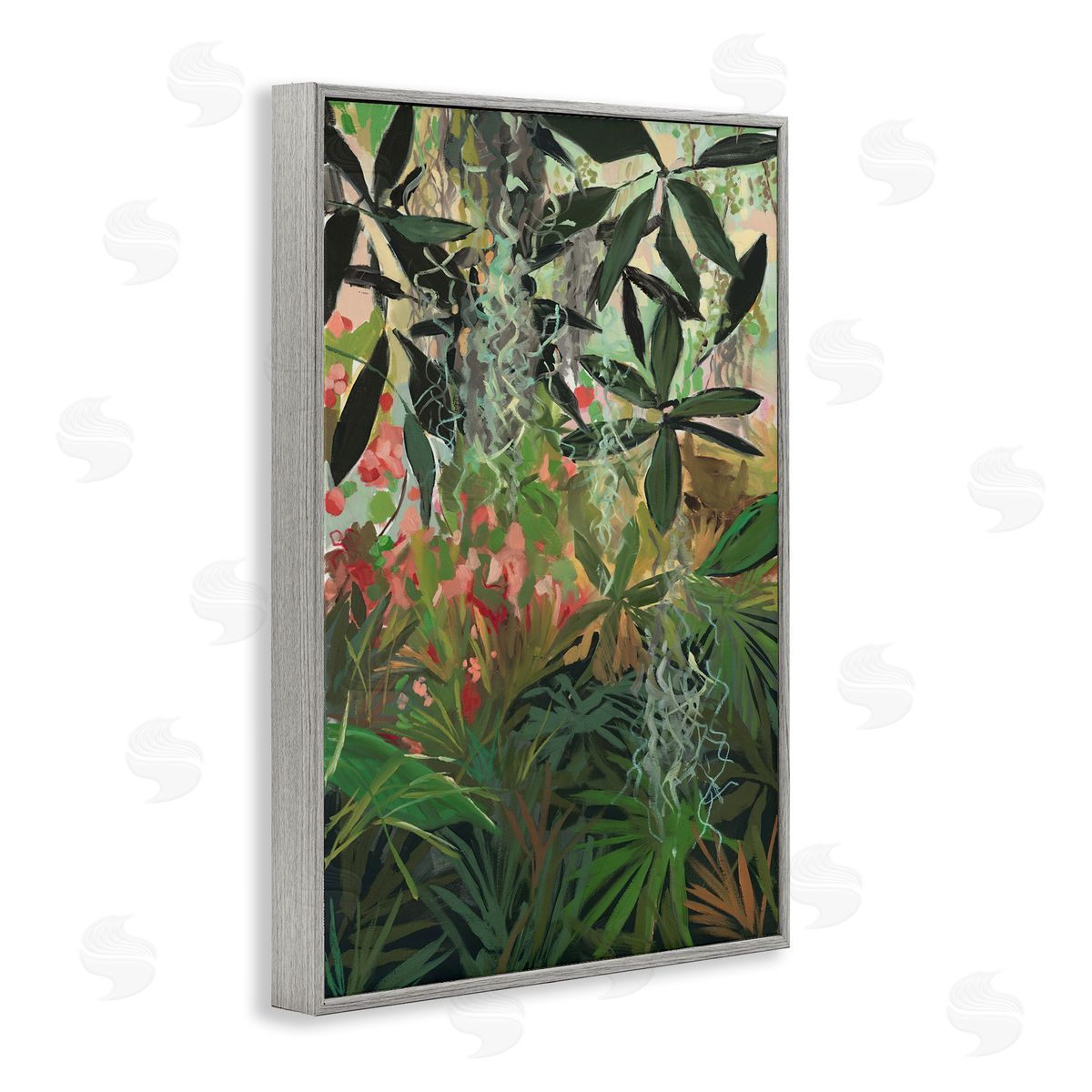 Dense Rain Forest Plants Grey Frame Print Wall Art, Home Decor by Jenny Westenhofer