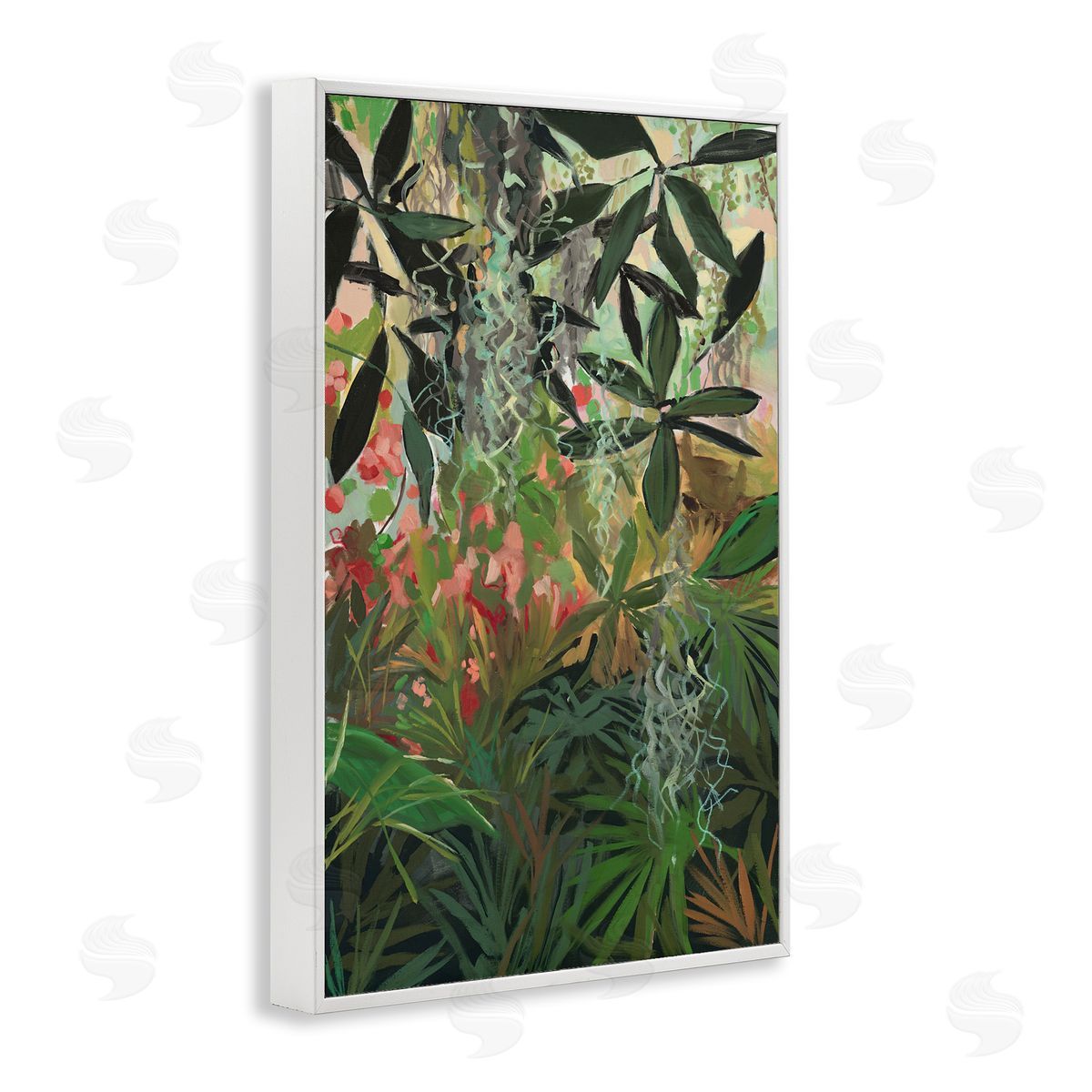 Dense Rain Forest Plants White Frame Print Wall Art, Home Decor by Jenny Westenhofer