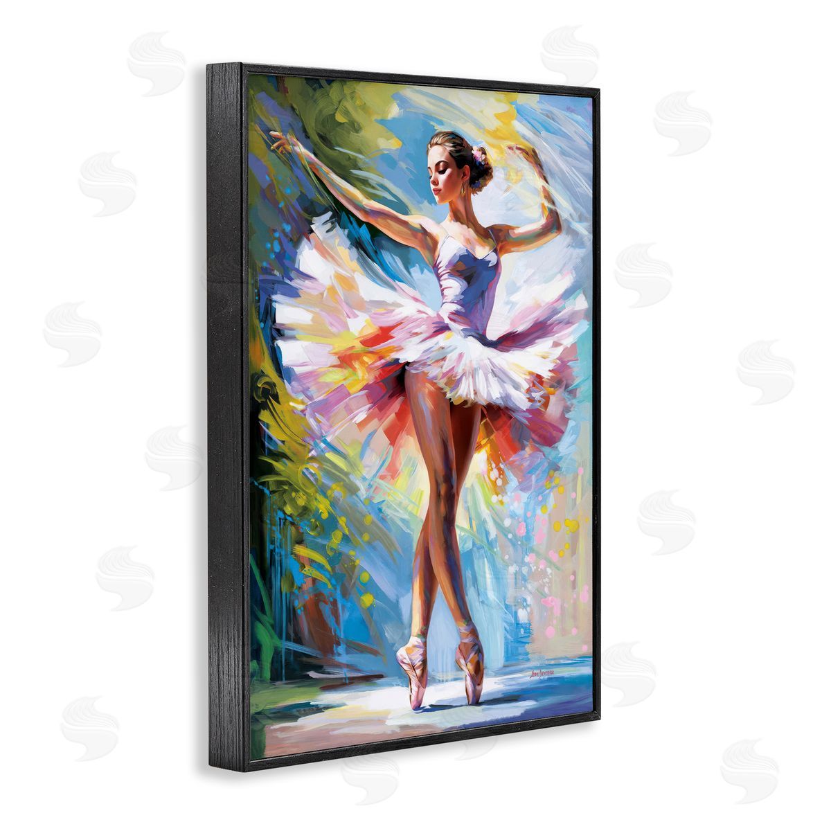 Embrace In Motion Ballet Black Frame Print Wall Art, Home Decor by Leon Devenice