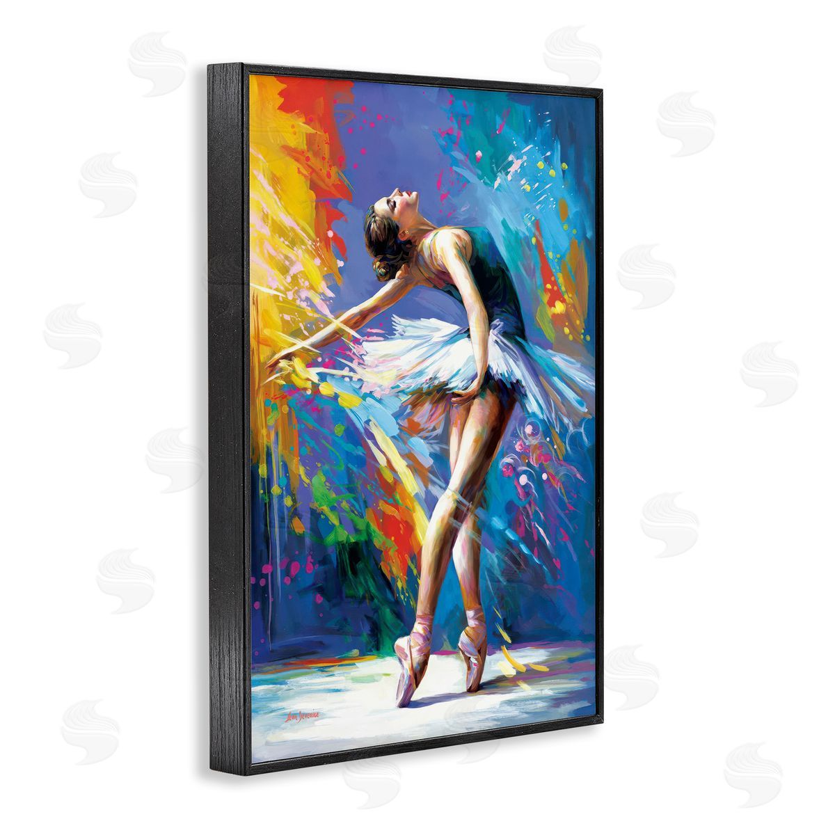 Fluid Ballerina Movement Black Frame Print Wall Art, Home Decor by Leon Devenice