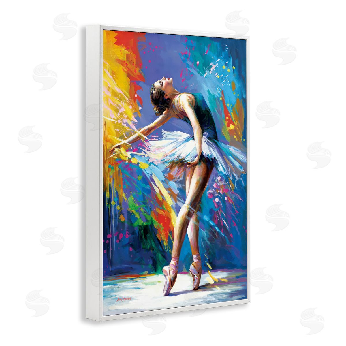 Fluid Ballerina Movement White Frame Print Wall Art, Home Decor by Leon Devenice