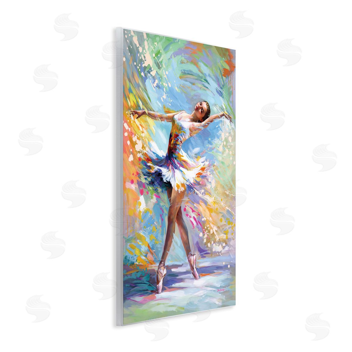 Ballerina on Pastel Splatter Wood Plaque Wall Art, Home Decor by Leon Devenice