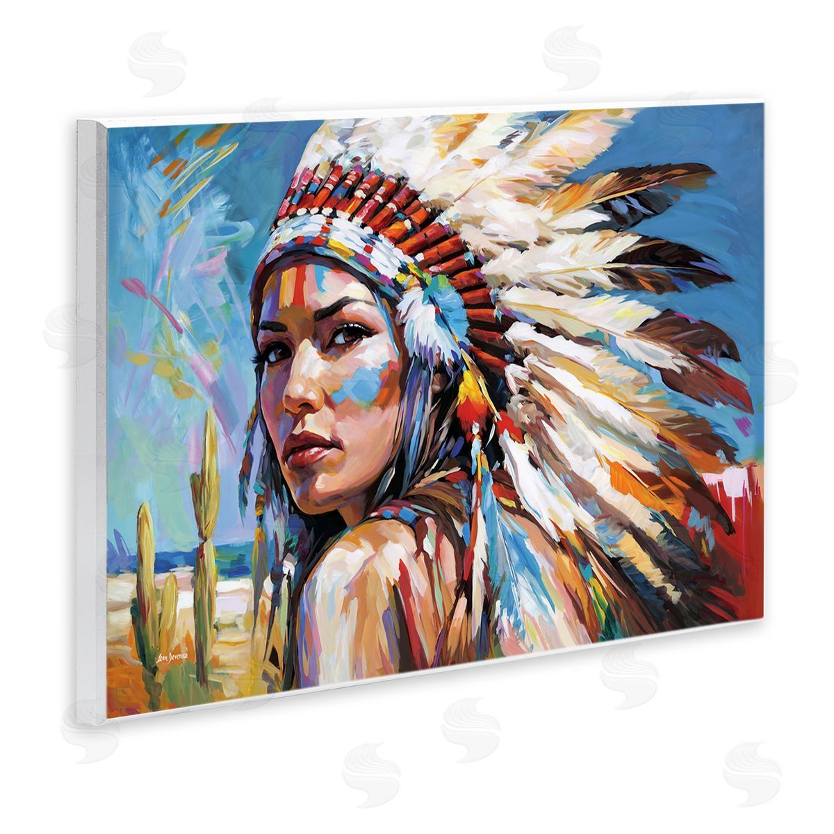 Native American Woman Portrait Wood Plaque Wall Art, Home Decor by Leon Devenice