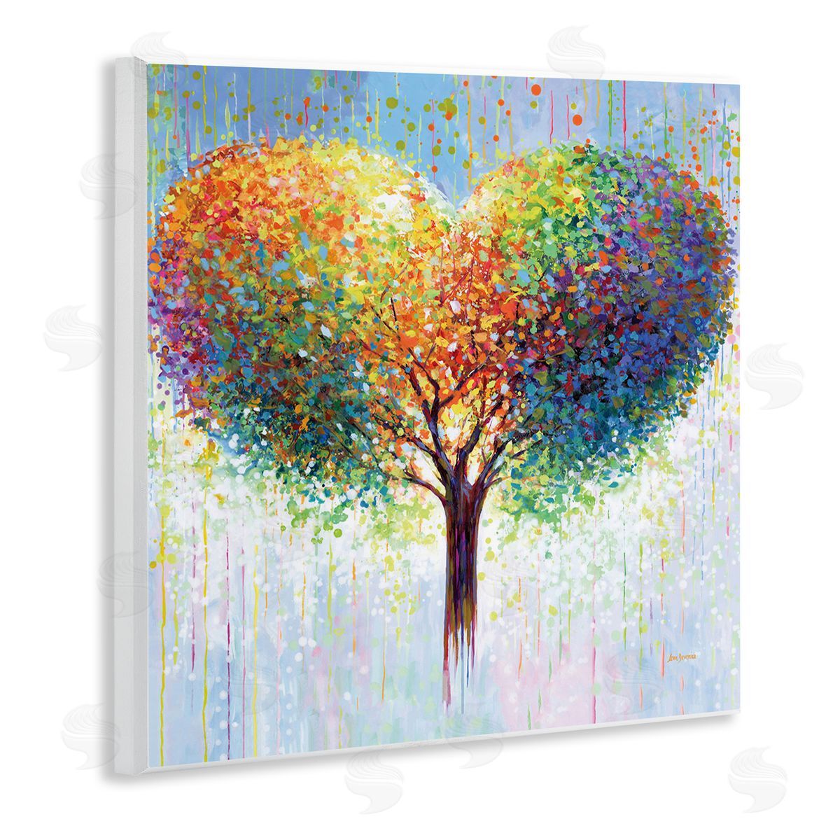 Bold Hued Heart Tree Wood Plaque Wall Art, Home Decor by Leon Devenice