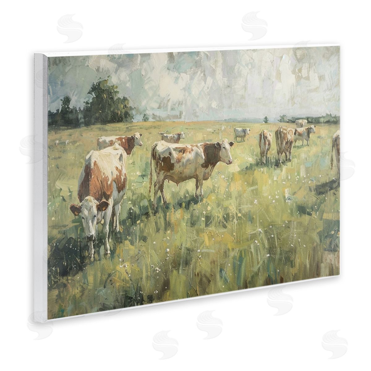 Roaming Cows in Grasslands Wood Plaque Wall Art, Home Decor by LSR Design Studio