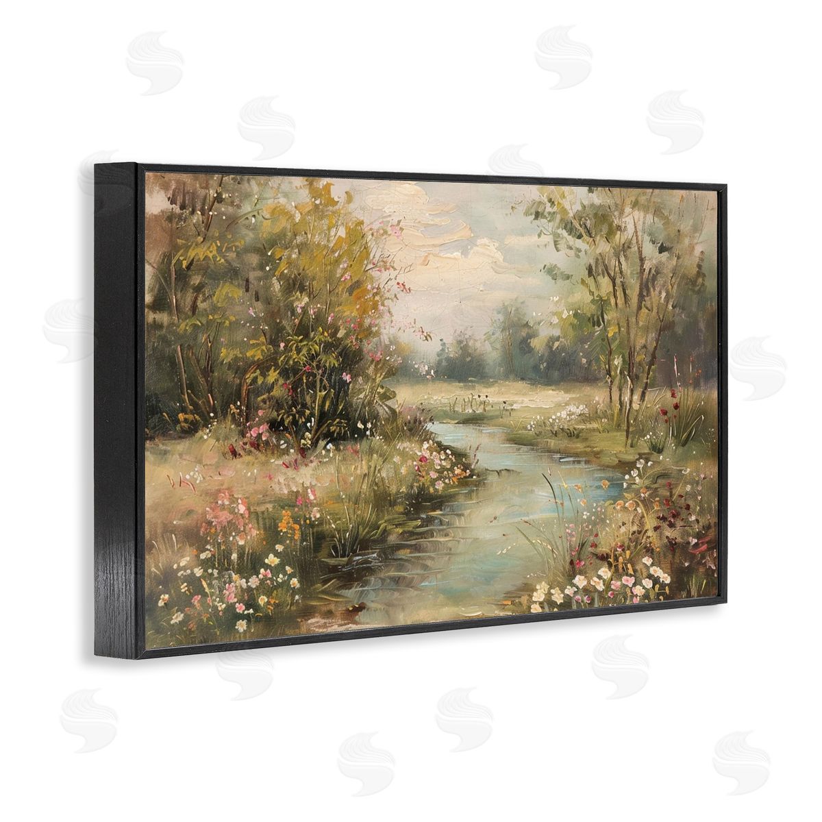 Spring Stream Landscape Black Frame Print Wall Art, Home Decor by LSR Design Studio