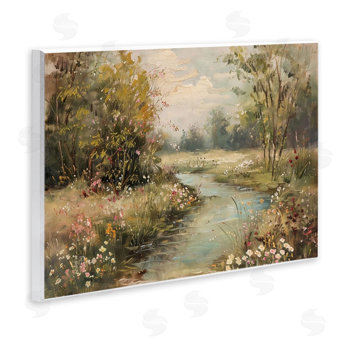 Spring Stream Landscape Wood Plaque Wall Art, Home Decor by LSR Design Studio