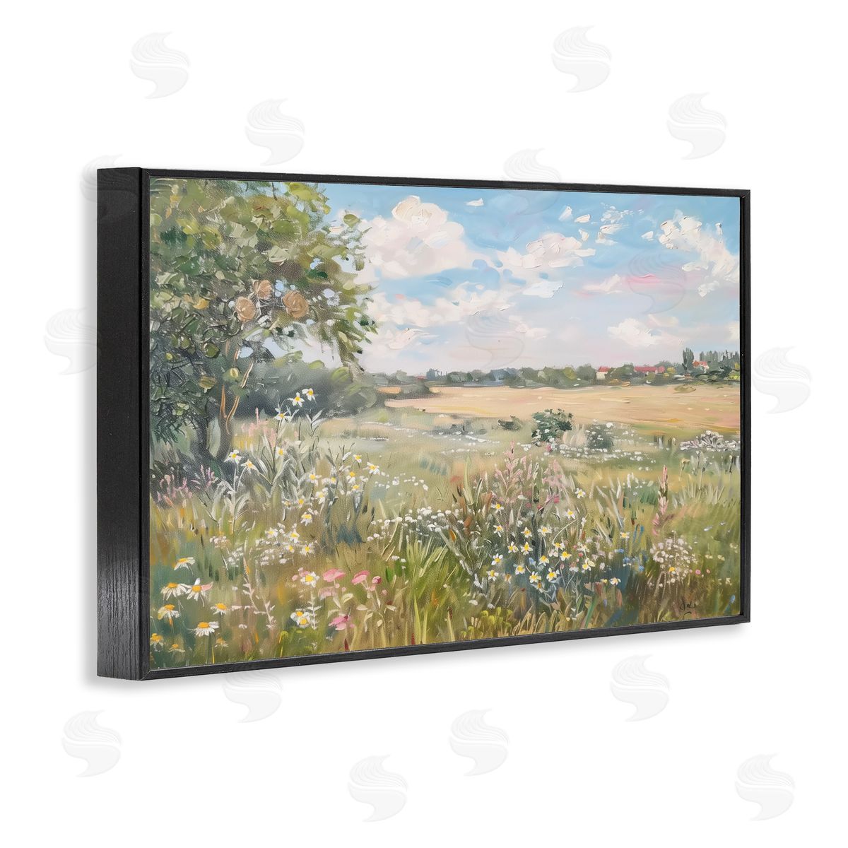 Vast Wildflower Field Black Frame Print Wall Art, Home Decor by LSR Design Studio
