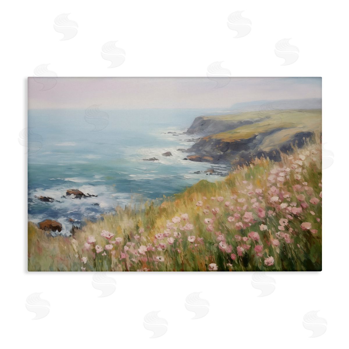 Pink Wildflower View Canvas Wall Art, Home Decor by LSR Design Studio