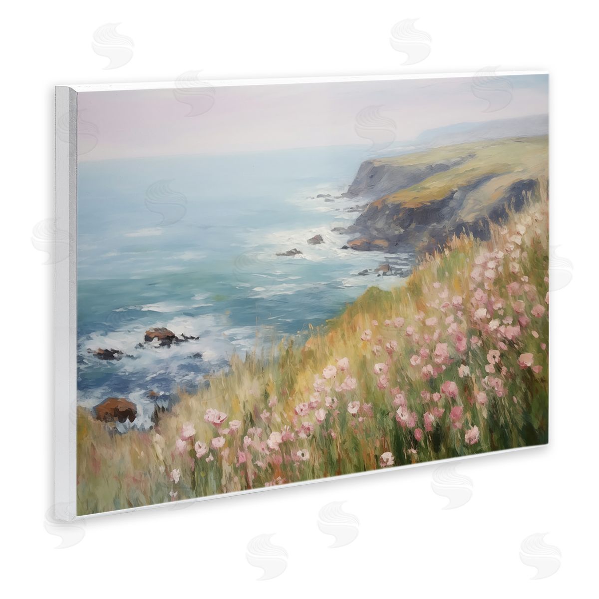 Pink Wildflower View Wood Plaque Wall Art, Home Decor by LSR Design Studio