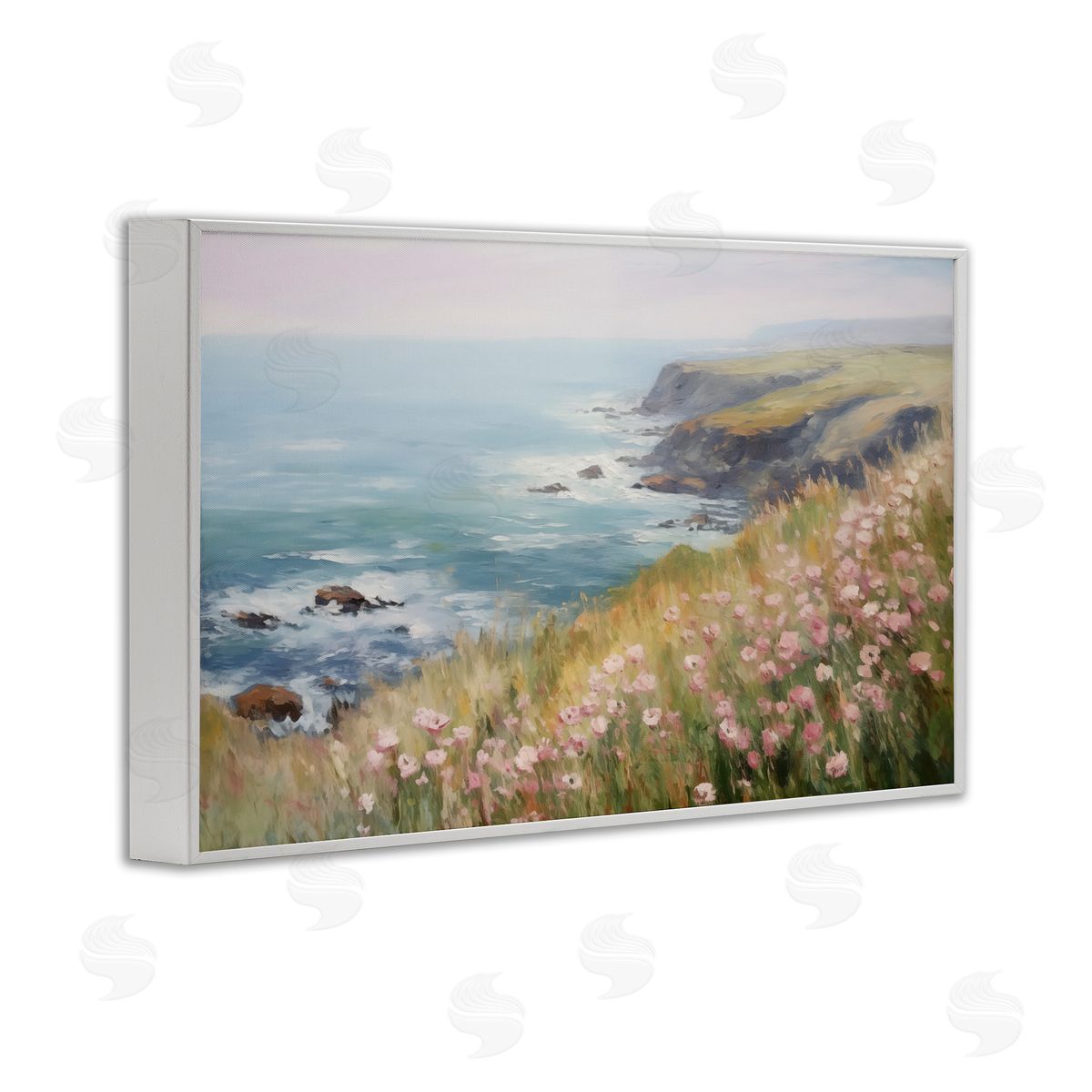 Pink Wildflower View White Frame Print Wall Art, Home Decor by LSR Design Studio