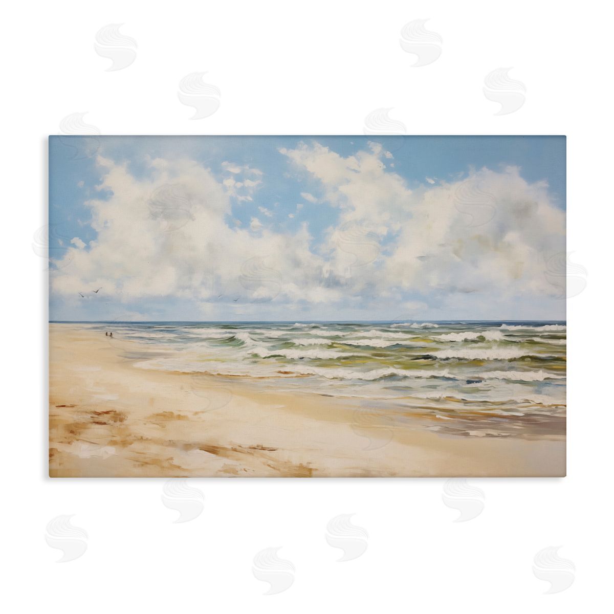 Cloudy Summer Beach Canvas Wall Art, Home Decor by LSR Design Studio
