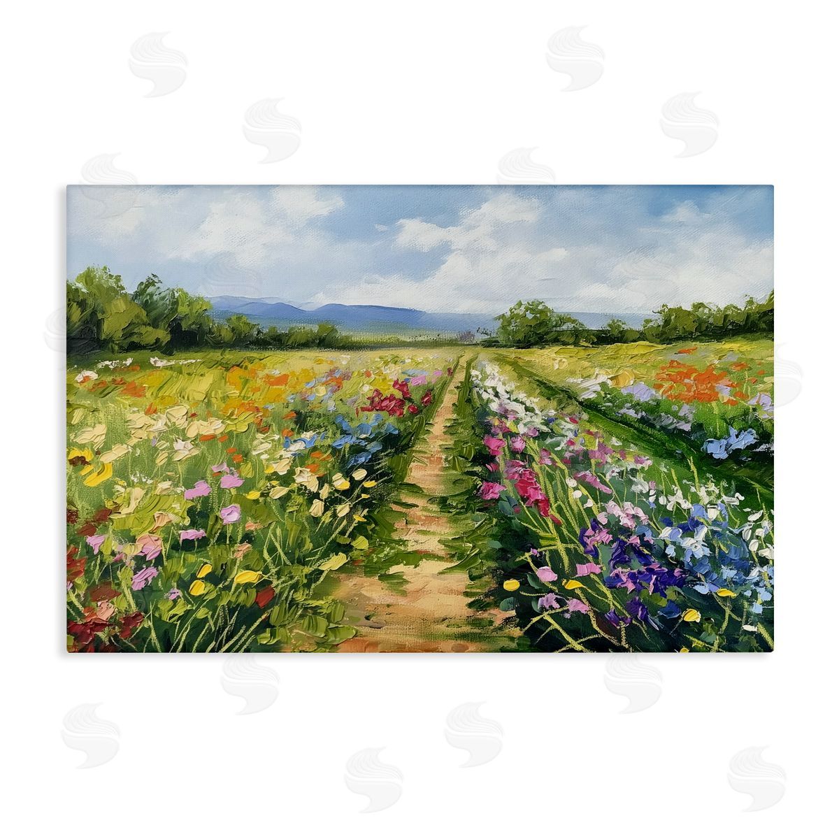 Bright Hued Wildflower Path Canvas Wall Art, Home Decor by LSR Design Studio