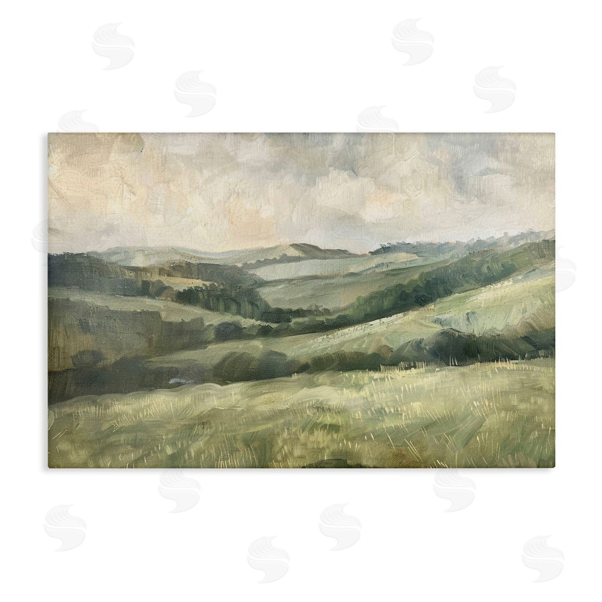 Green Hilly Landscape Canvas Wall Art, Home Decor by LSR Design Studio