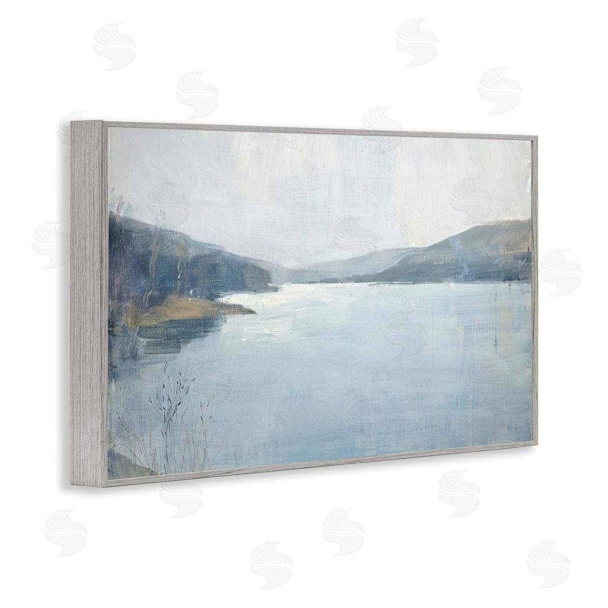 Faded Distant Mountains Grey Frame Print Wall Art, Home Decor by LSR Design Studio