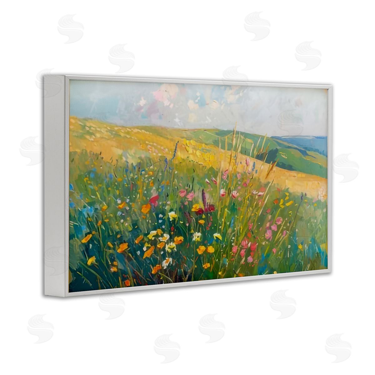 Wildflower Hills View White Frame Print Wall Art, Home Decor by LSR Design Studio