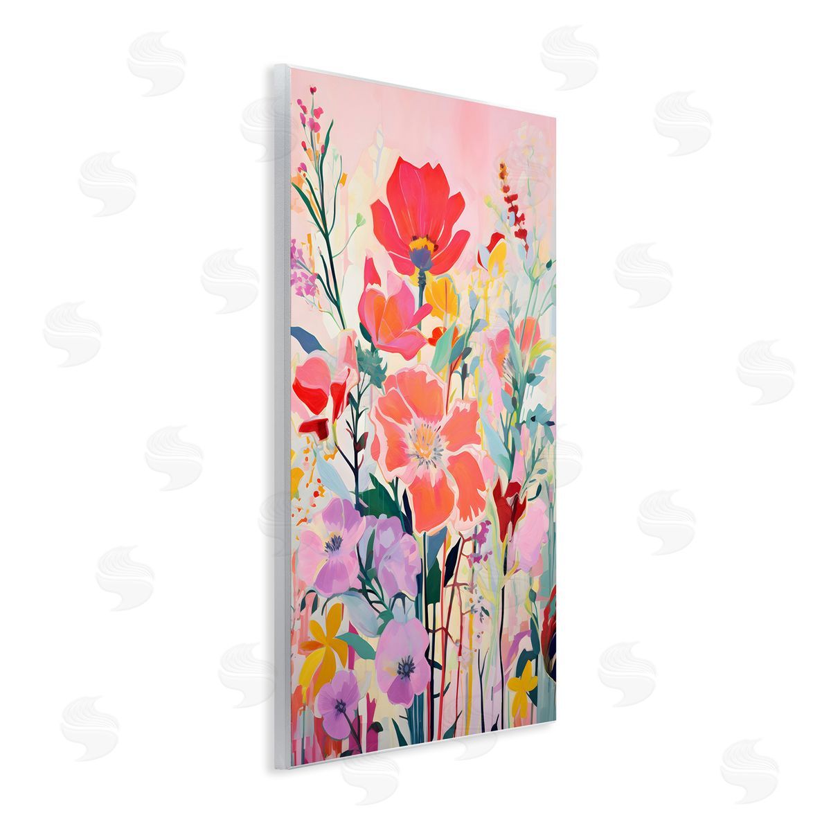 Abstract Flowers on Pink Wood Plaque Wall Art, Home Decor by LSR Design Studio