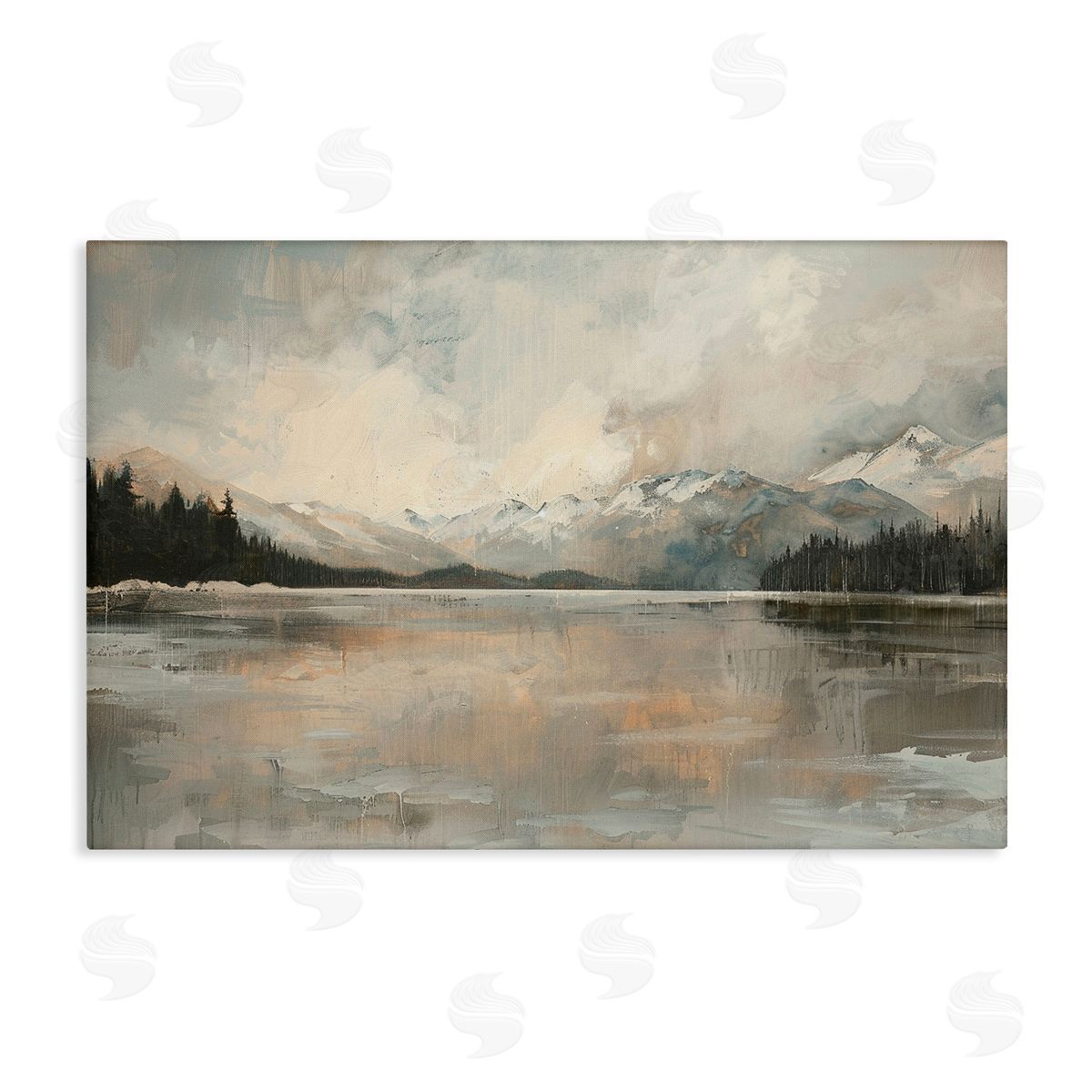 Frozen Lake Landscape Canvas Wall Art, Home Decor by LSR Design Studio