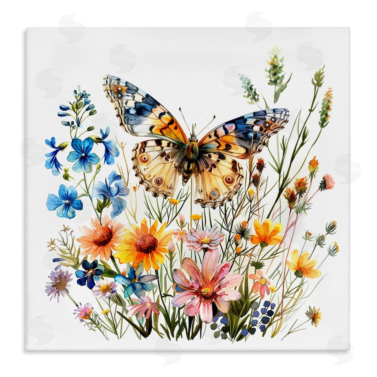 Spring Butterfly Garden Canvas Wall Art, Home Decor by LSR Design Studio