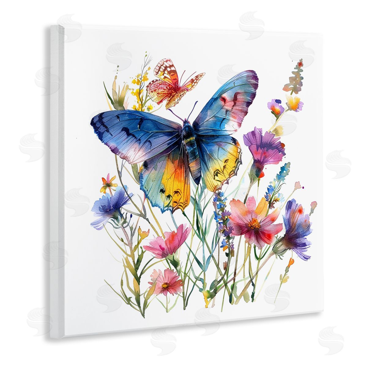 Blue Toned Butterfly Garden Wood Plaque Wall Art, Home Decor by LSR Design Studio