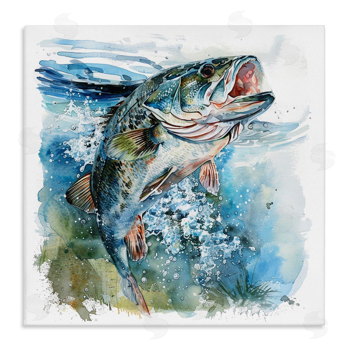 Water Splashing Fish Canvas Wall Art, Home Decor by LSR Design Studio
