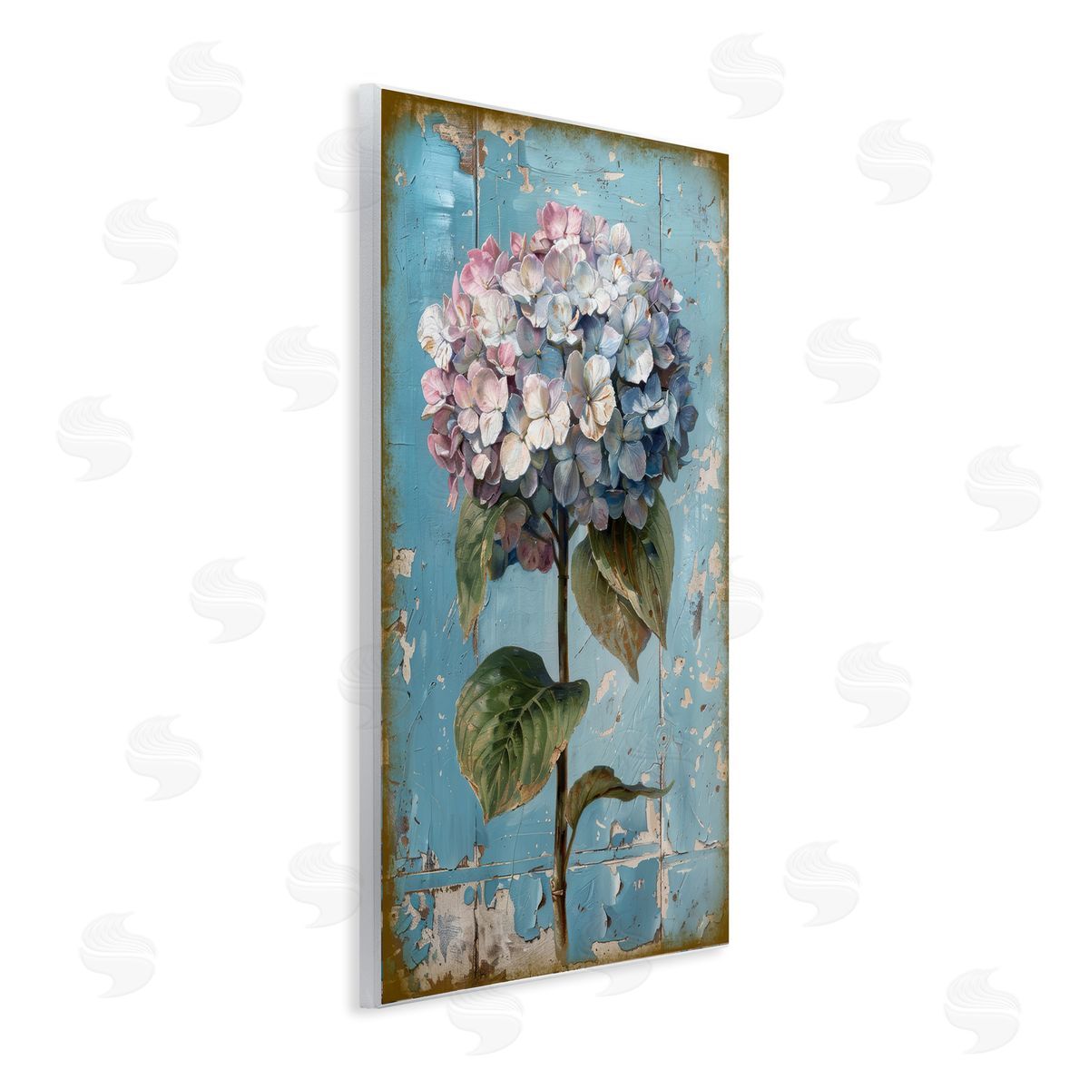 Hydrangea on Distressed Wood Plaque Wall Art, Home Decor by LSR Design Studio