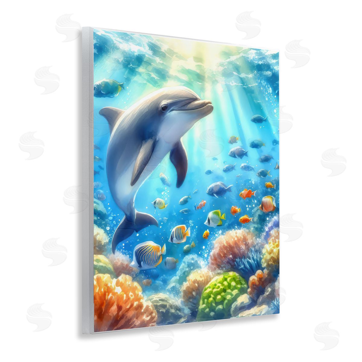 Smiling Dolphin Under Sea Wood Plaque Wall Art, Home Decor by LSR Design Studio