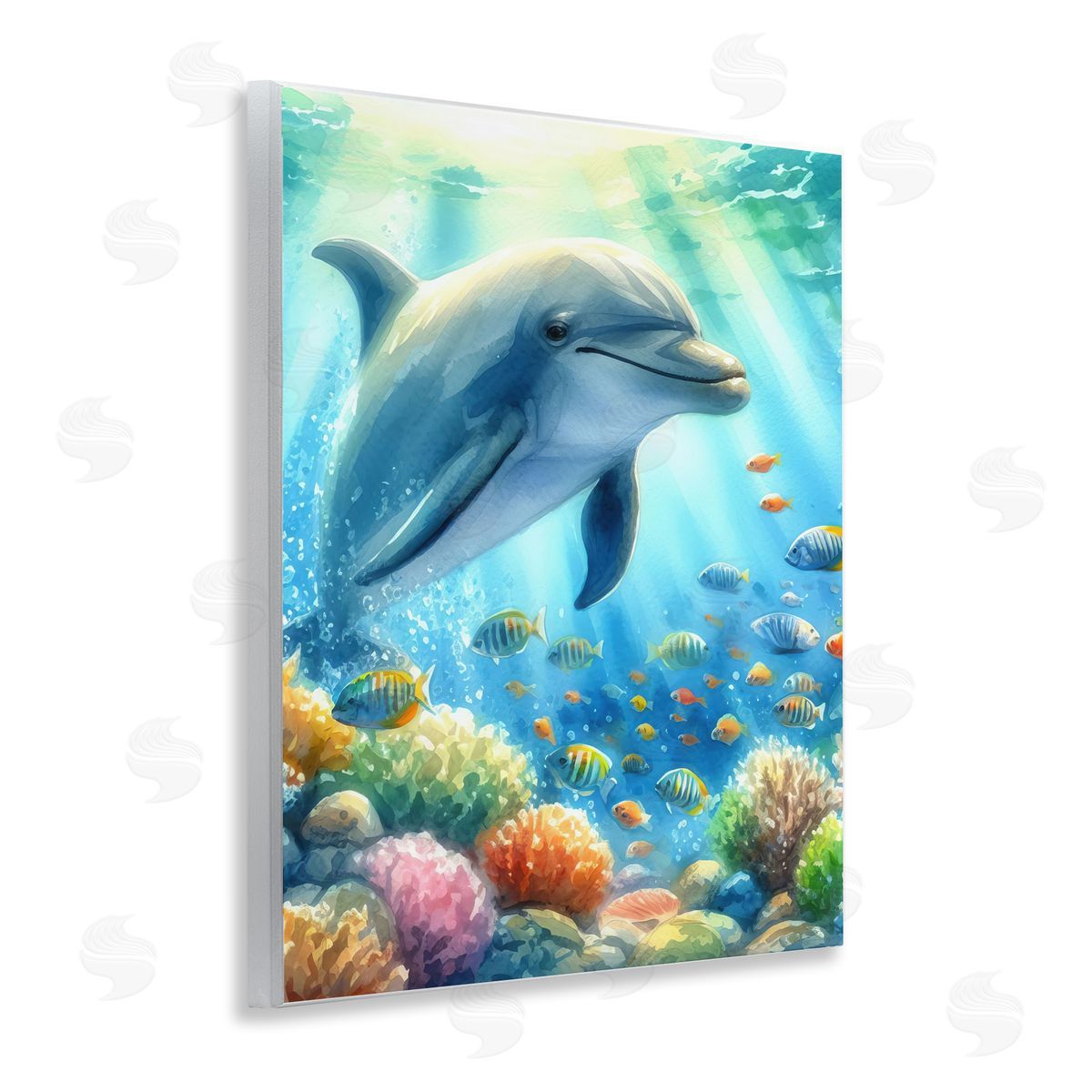 Majestic Dolphin Underwater Wood Plaque Wall Art, Home Decor by LSR Design Studio