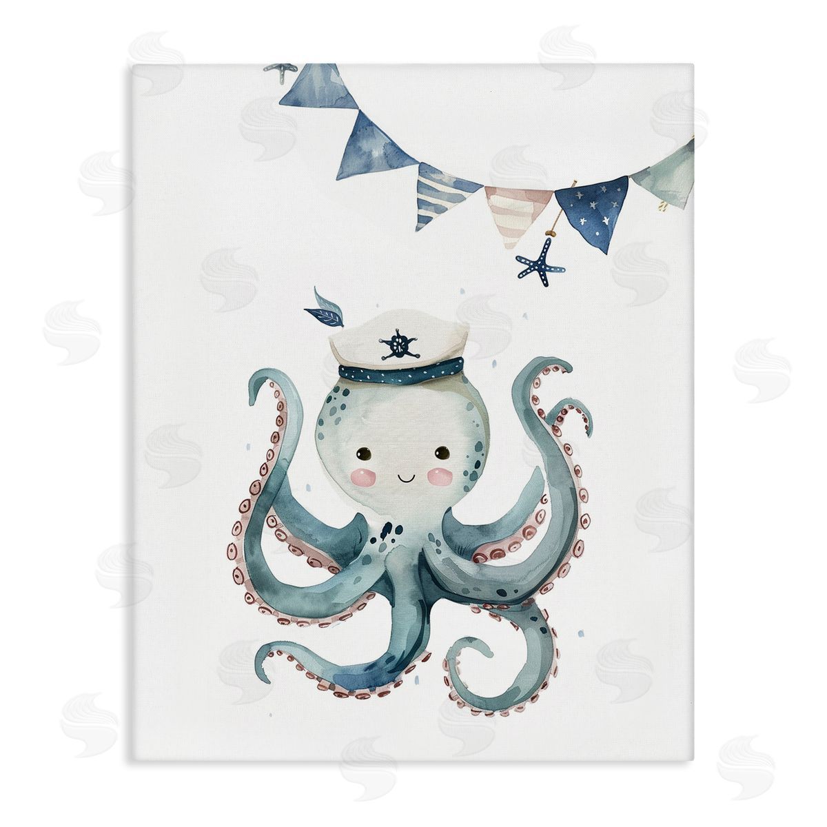 Cute Octopus Sailor Canvas Wall Art, Home Decor by LSR Design Studio