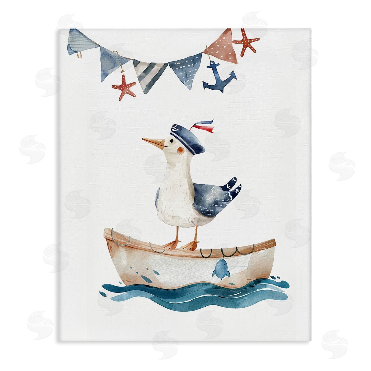 Cute Sailor Seagull Canvas Wall Art, Home Decor by LSR Design Studio