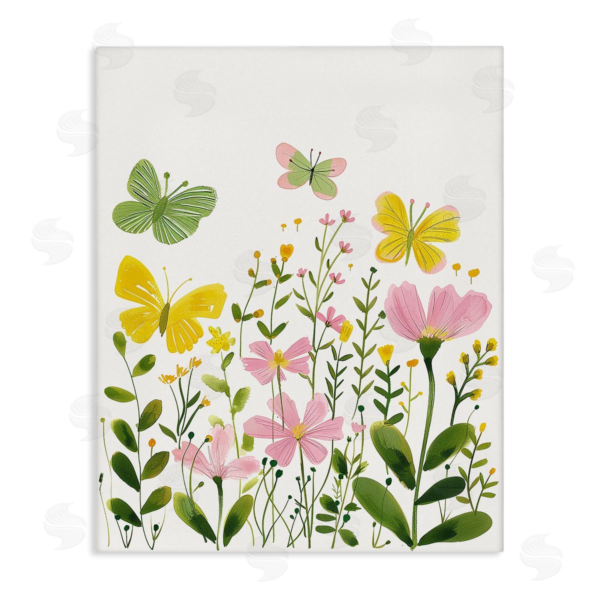 Whimsical Garden Butterflies Canvas Wall Art, Home Decor by LSR Design Studio