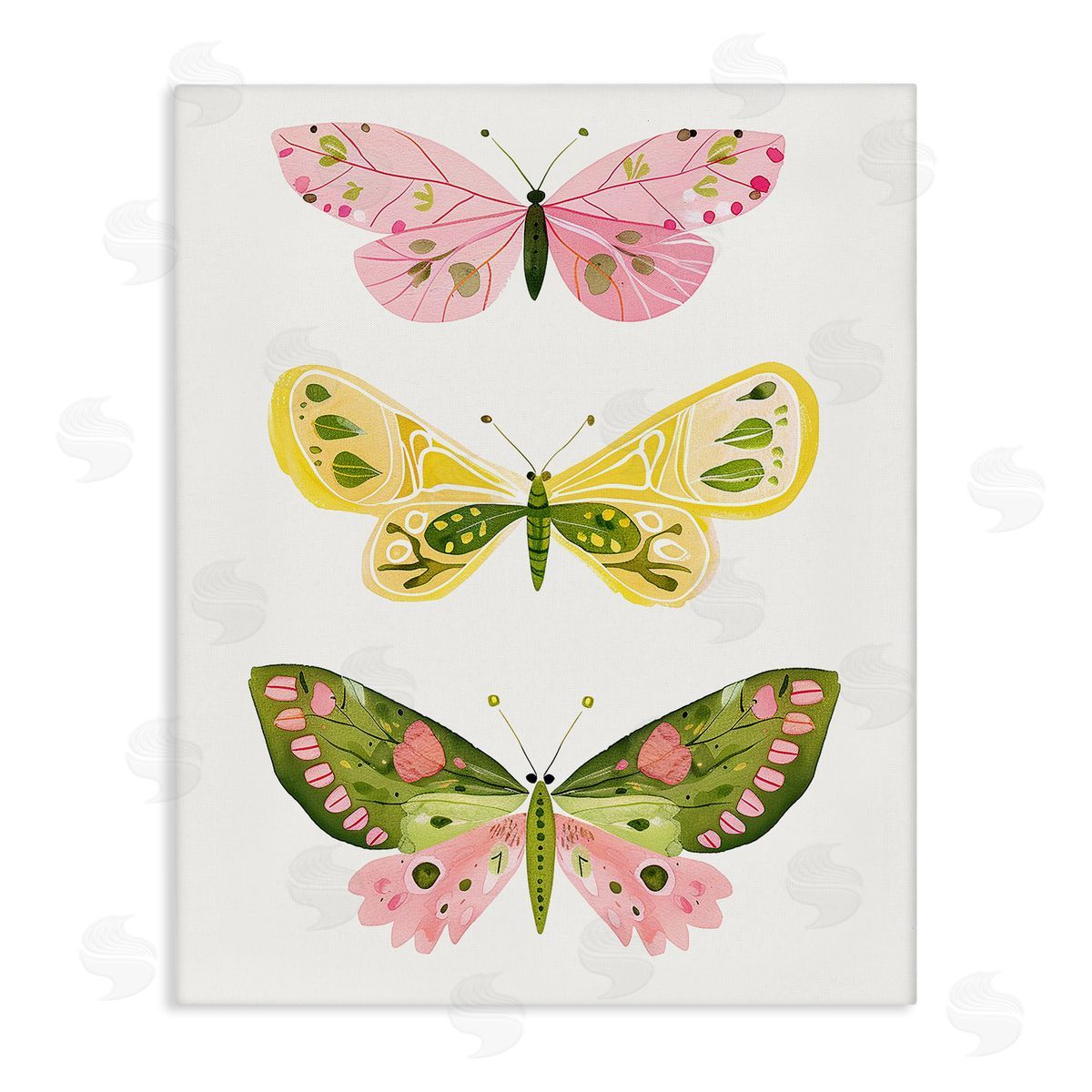 Pastel Butterfly Trio Canvas Wall Art, Home Decor by LSR Design Studio