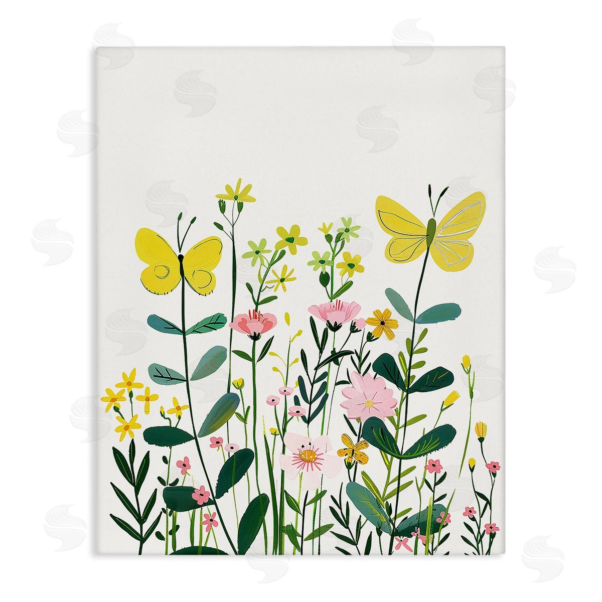 Blooming Garden Butterflies Canvas Wall Art, Home Decor by LSR Design Studio