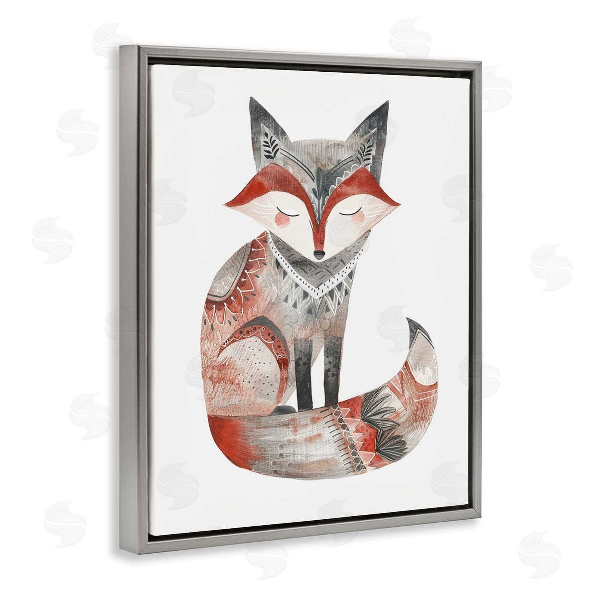 Scandinavian Style Fox Grey Floating Frame Canvas Wall Art, Home Decor by LSR Design Studio