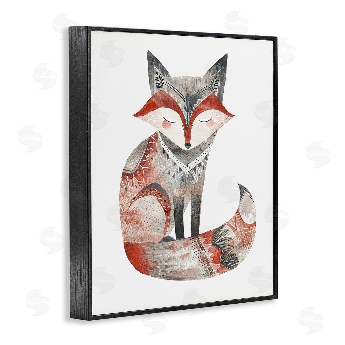 Scandinavian Style Fox Black Frame Print Wall Art, Home Decor by LSR Design Studio