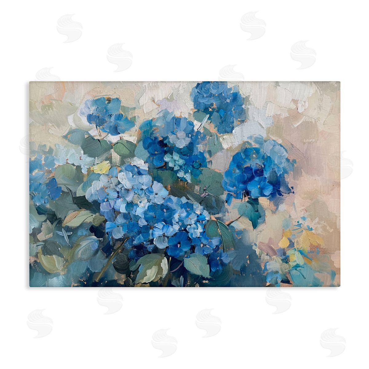 Blue Hydrangeas Impression Canvas Wall Art, Home Decor by LSR Design Studio