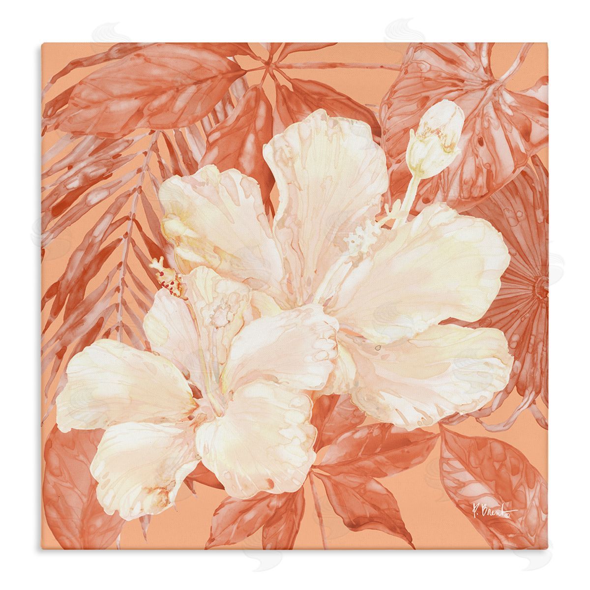 Hibiscus Flower Bunches Canvas Wall Art, Home Decor by Paul Brent