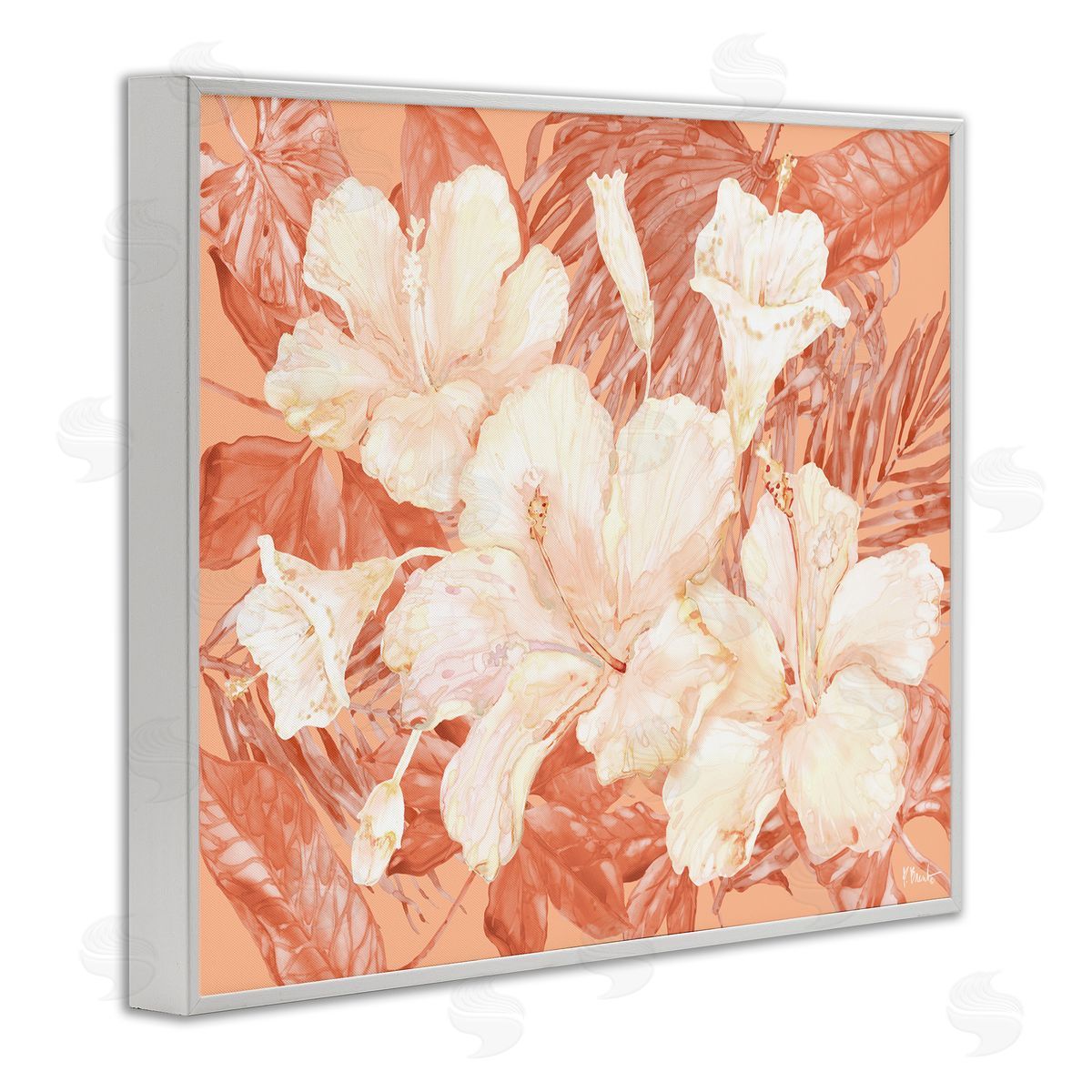 Bright Hibiscus Bundle White Frame Print Wall Art, Home Decor by Paul Brent