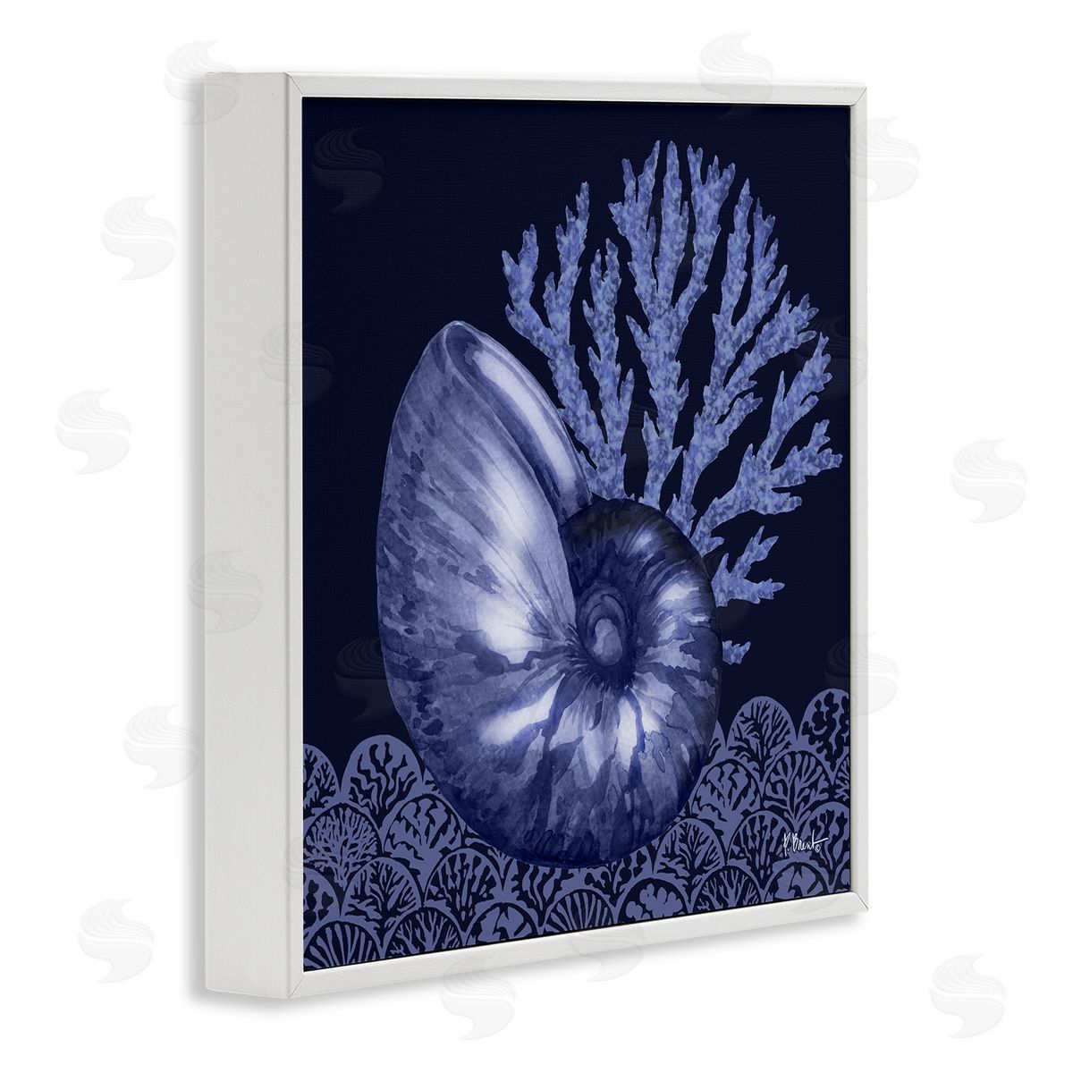 Shadow Nautilus Shell White Frame Print Wall Art, Home Decor by Paul Brent