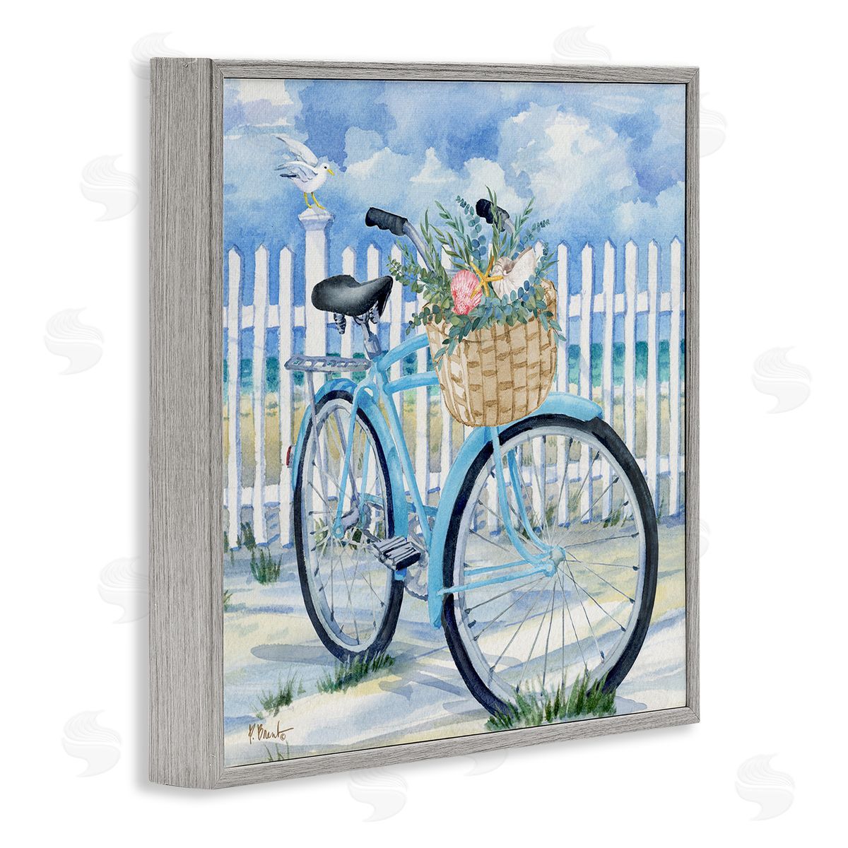 Rosemary Beach Bicycle Grey Frame Print Wall Art, Home Decor by Paul Brent