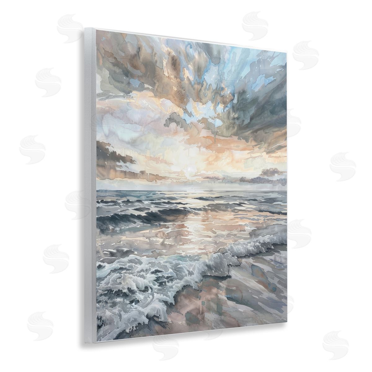 Cloud Break over Sea Wood Plaque Wall Art, Home Decor by Petal Prints Design