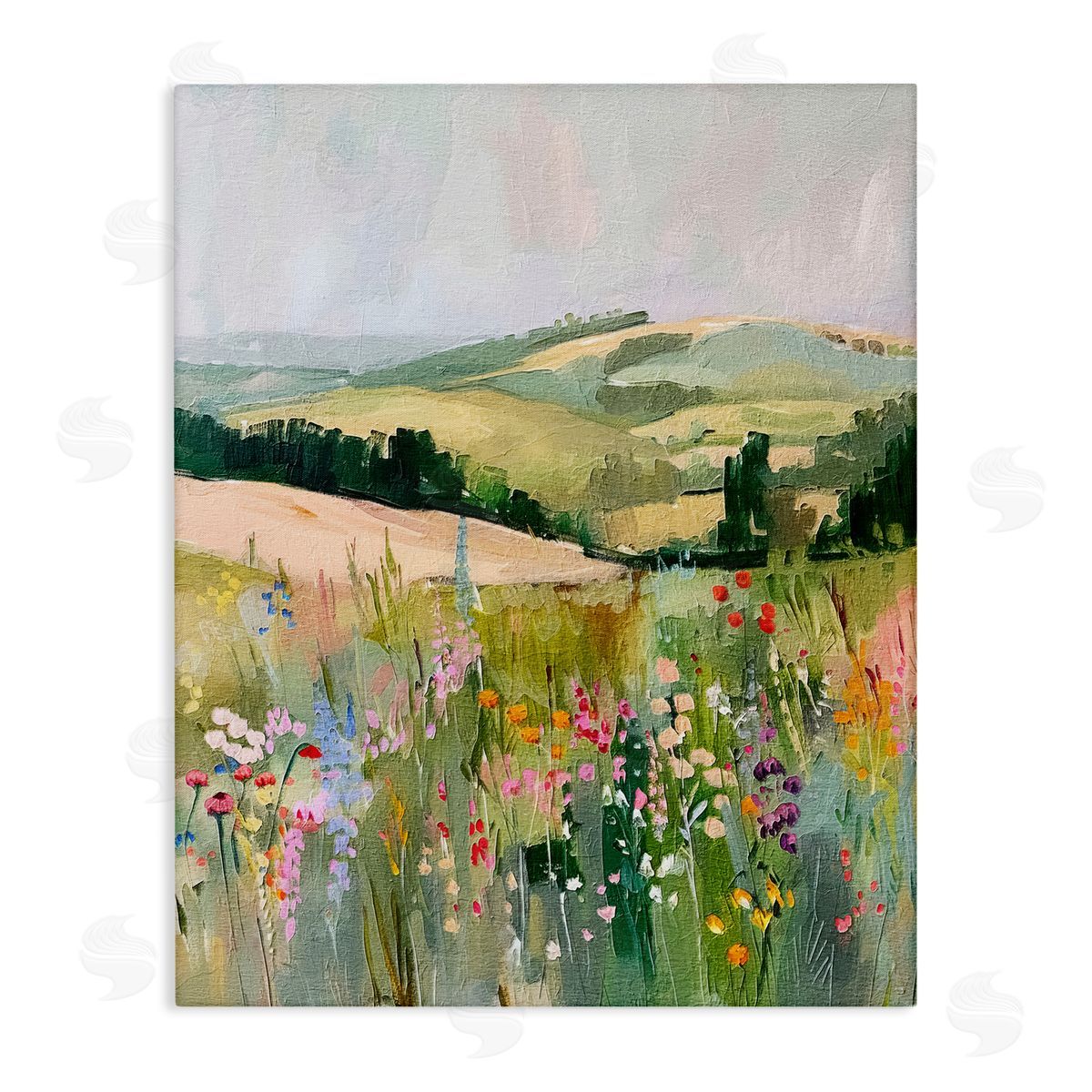 Pastel Countryside Meadows Canvas Wall Art, Home Decor by RileyB