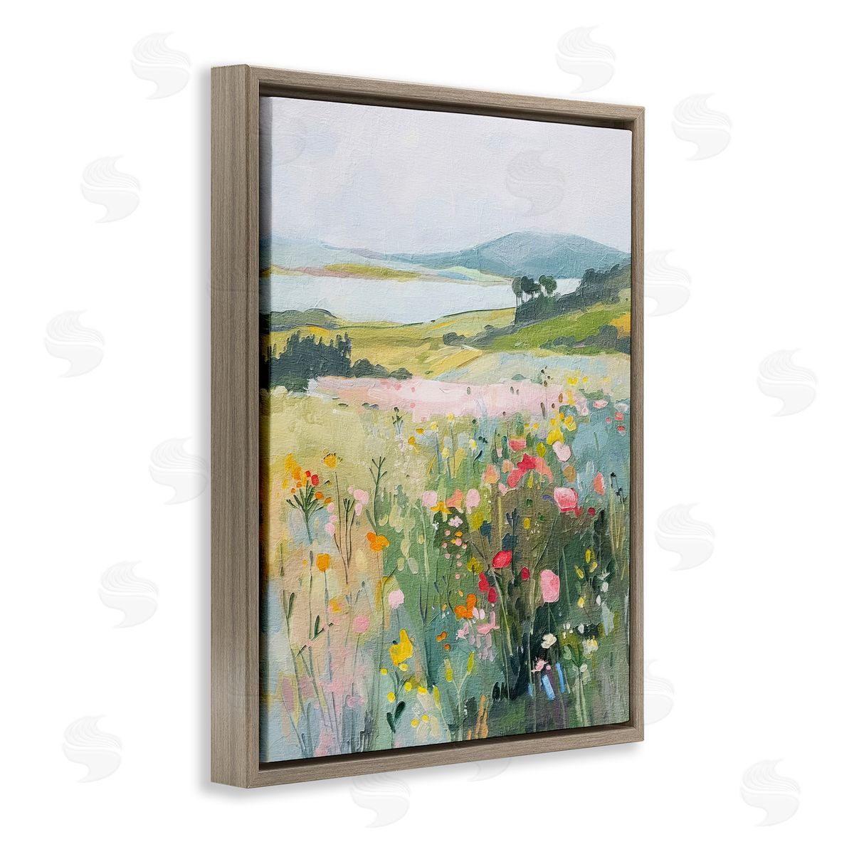 Soft Abstract Countryside Brown Floating Frame Canvas Wall Art, Home Decor by RileyB
