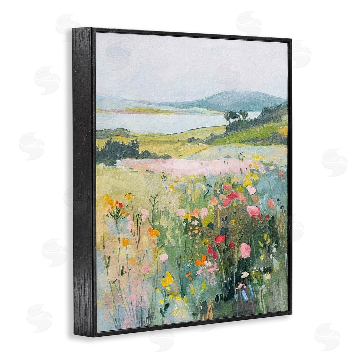 Soft Abstract Countryside Black Frame Print Wall Art, Home Decor by RileyB