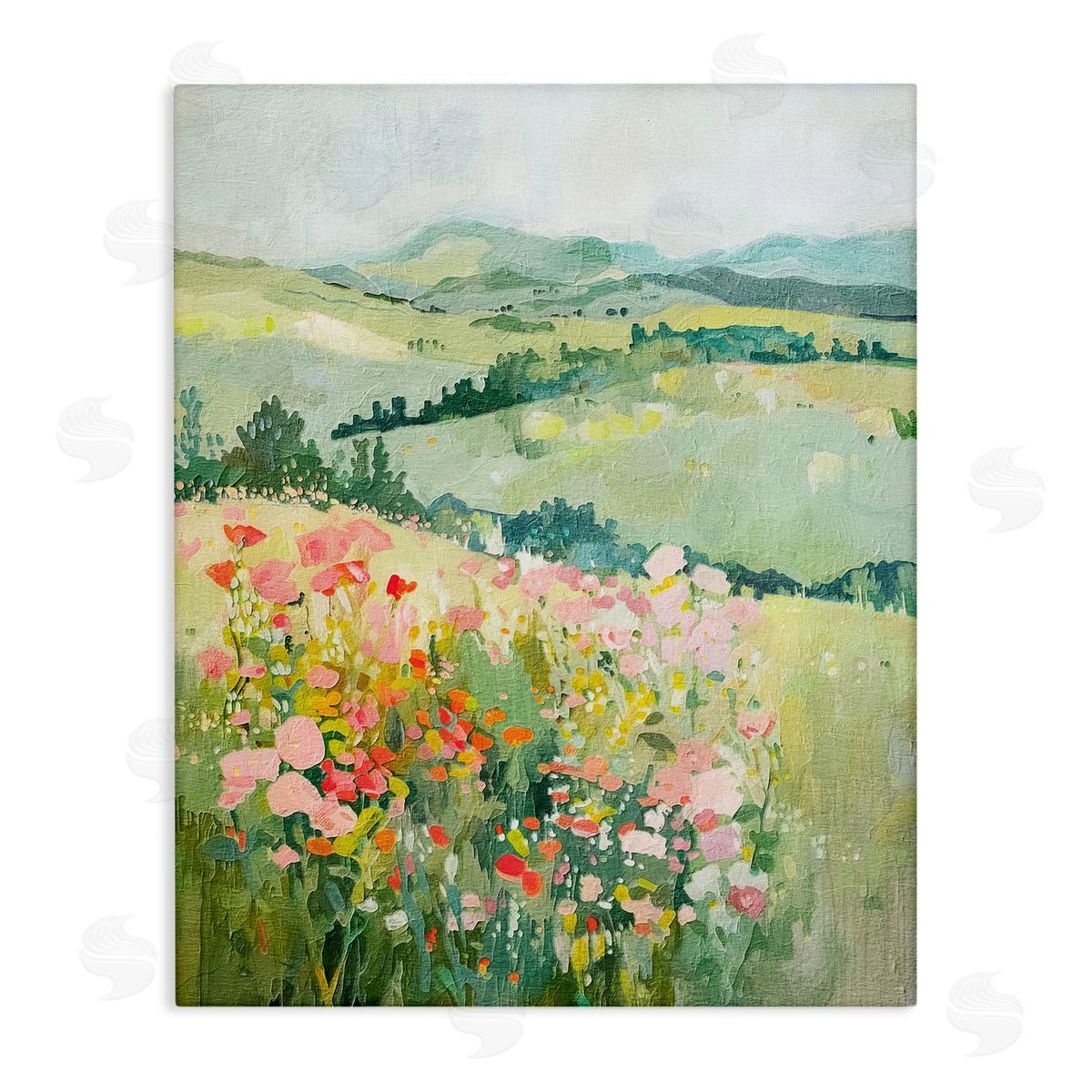 Soft Flowers Meadow Canvas Wall Art, Home Decor by RileyB