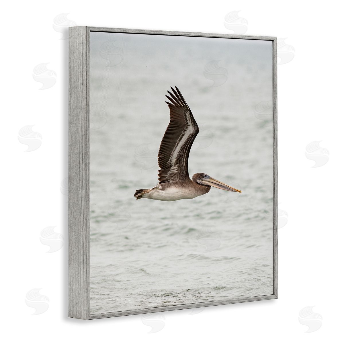 Pelican Over Sea Grey Frame Print Wall Art, Home Decor by Crystal Lynn Collins