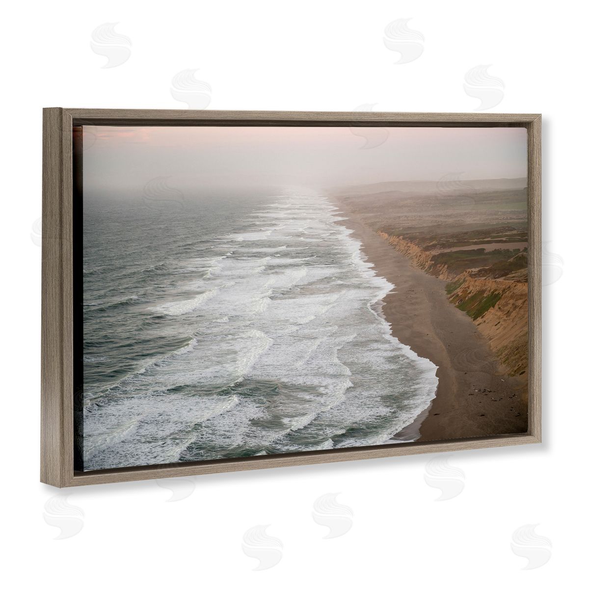 Point Reyes Receding Shoreline Brown Floating Frame Canvas Wall Art, Home Decor by Crystal Lynn Collins
