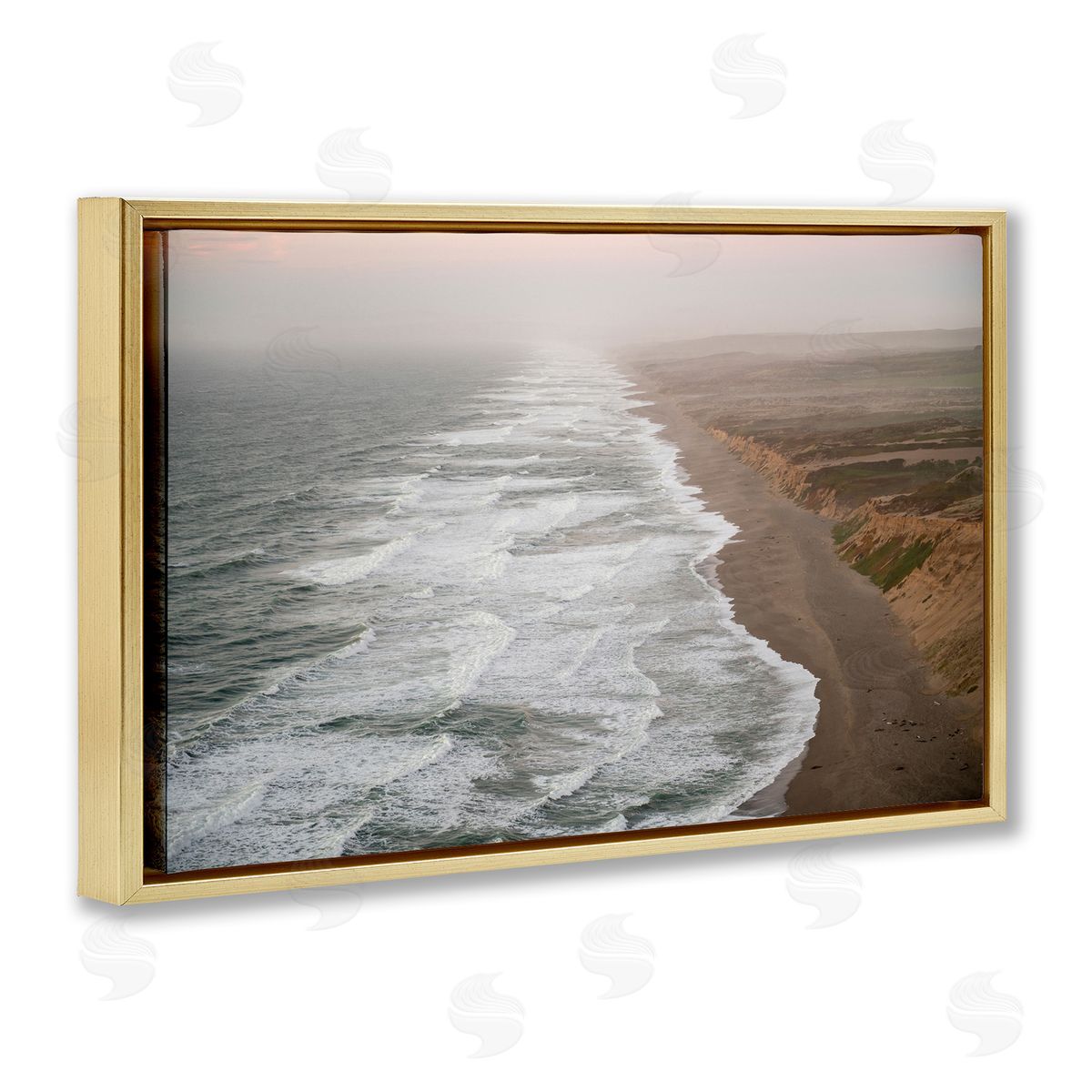 Point Reyes Receding Shoreline Gold Floating Frame Canvas Wall Art, Home Decor by Crystal Lynn Collins